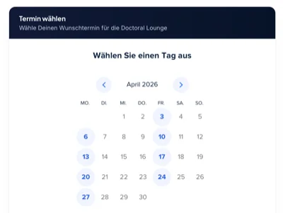Terminauswahl für die Doctoral Lounge, kostenlose Erstberatung buchen