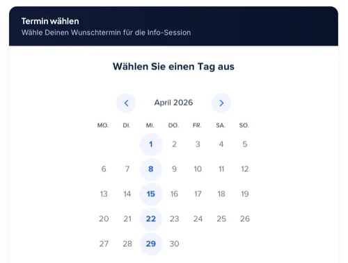 Vorschau der Info-Session Terminbuchung bei GoVersity